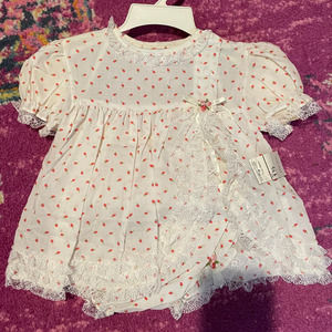 70s Deadstock Toddletime Jcpenny Strawberry ruffled dress with Bloomers